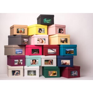 HNFD XL Fotobox Kandra 700 Fotos 13x18 cm mit Memo-Trennkarten und Fotofenster