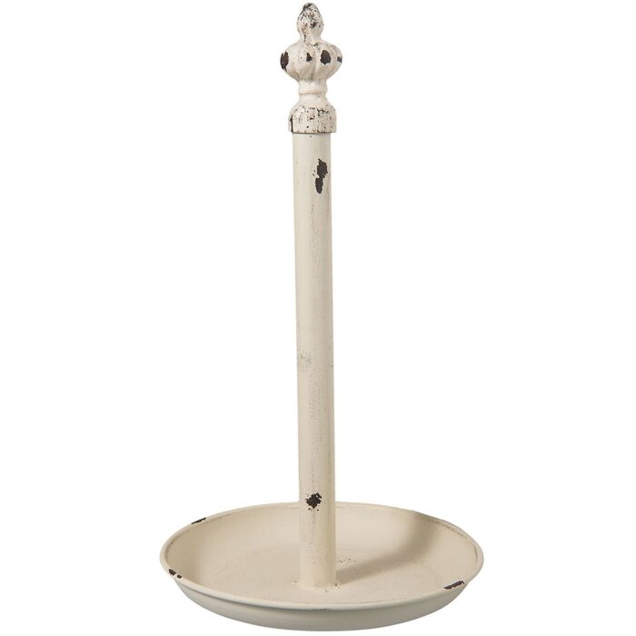 Clayre & Eef 6Y2465 Ручка-держатель для кухонных рулонов Ø 20x37 см Белый железный держатель для рулонов