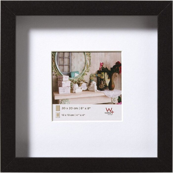 Деревянная рамка Walther 3D Стокгольм черная 20x20 см с пассатижами 15x15 см