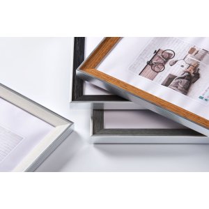 Walther Bilderrahmen Bohemian 40x50 cm Grau mit silberner Kante Hoch-Querformat