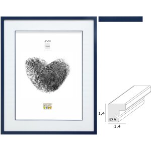 Фоторамка деревянная синяя S43AM с двойным passepartout