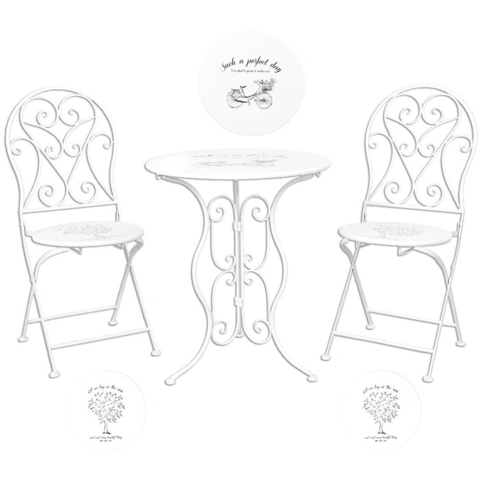 Стол и 2 стула Clayre & Eef Ø 60x70 см, белый