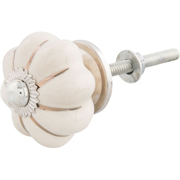 Дверная ручка Clayre & Eef 63934 - Ø 4x3,5 см крем