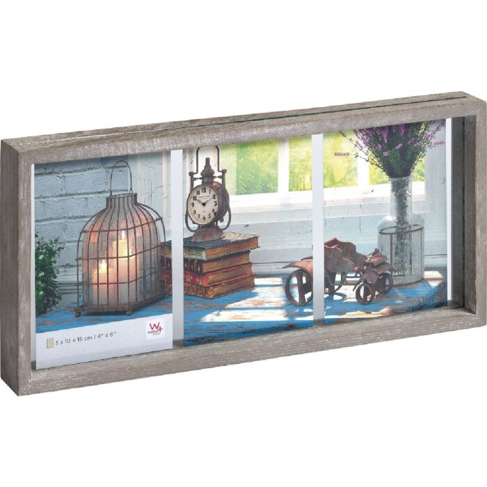 Рамка для галереи Рустик 3 фото 10x15 см серая