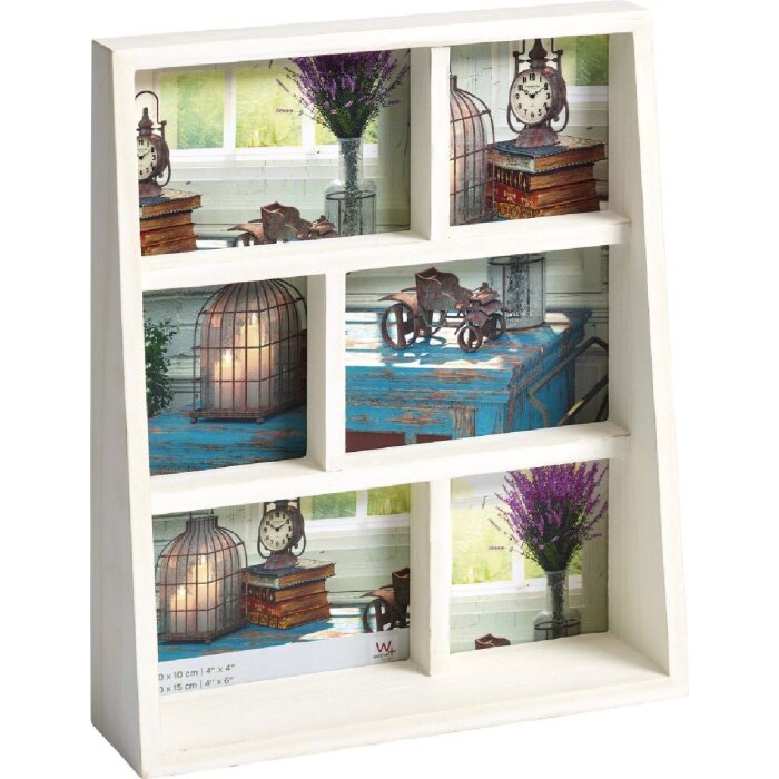 Рамка для галереи Рустик 3 фото 10х15 см и 10х10 см - белая