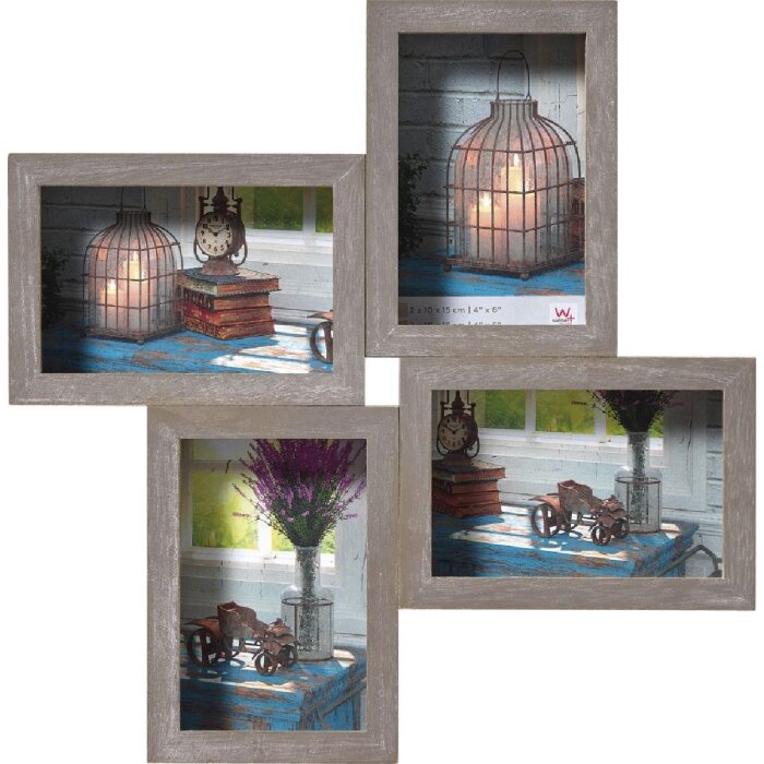 Рамка для галереи Рустик 4 фото 10x15 см серая