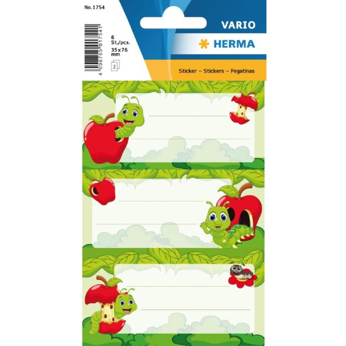 Этикетки Herma VARIO для тетрадей «Фриц — Вредный червяк», тема «Загадочное», 76x35 мм