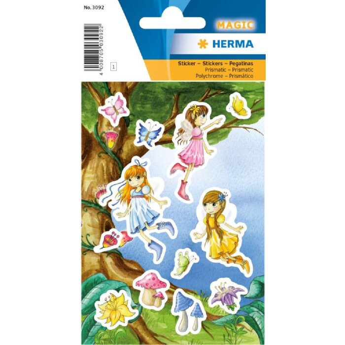 Магические наклейки Herma с феями, прismatic-фольга, самоклеящиеся