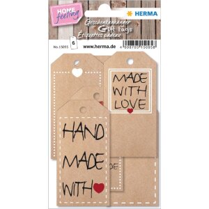 Подвески-сувениры Herma HOME Natur с ниткой, 6 шт., белые