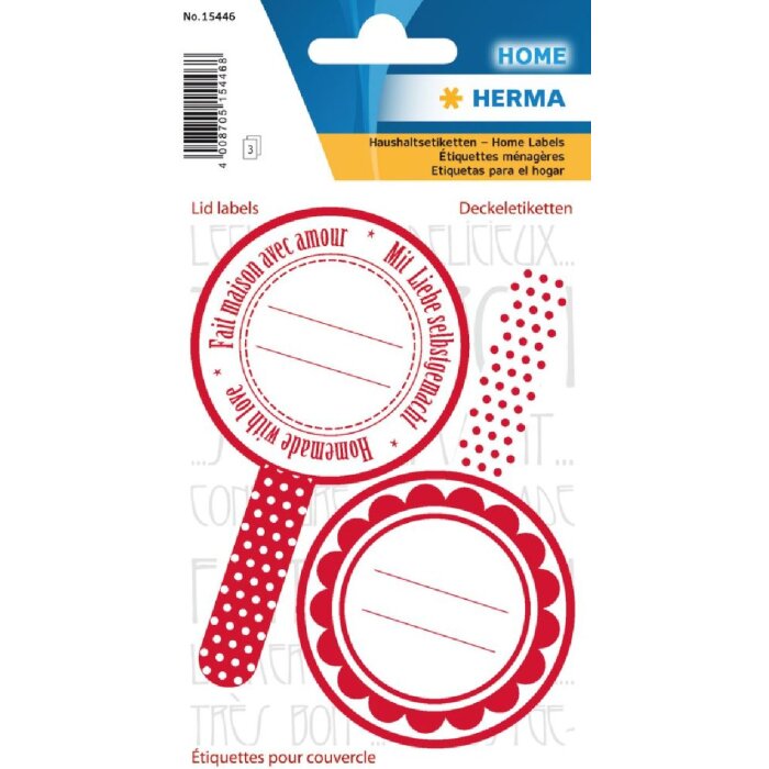 Самоклеящиеся наклейки Herma HOME "New Look Red" Ø 55 мм, 6 шт.