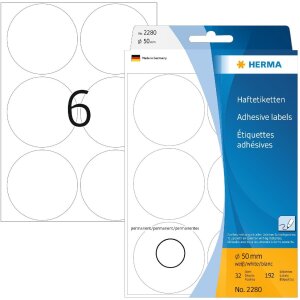 HERMA Vielzwecketiketten 50 mm rund weiß 192 St....