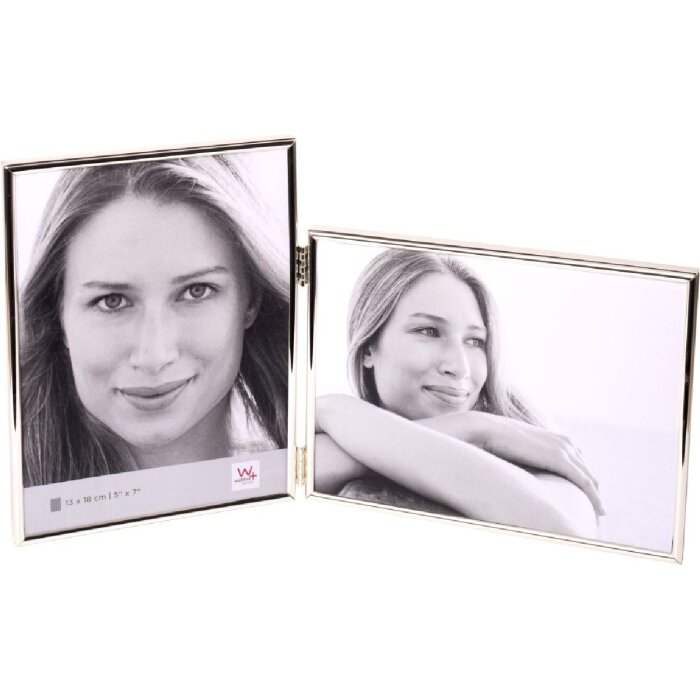 Металлическая двойная рамка Walther Chloe 13x18 см портретный и альбомный формат серебристый глянец