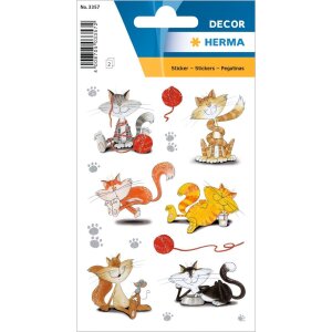 Herma Sticker DECOR Lustige Katzen beglimmert 2 Blatt