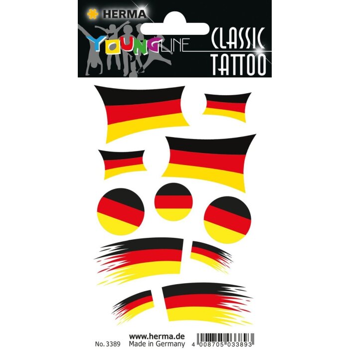 HERMA Young Line Classic Tattoo Deutschland Fahnenmotive wasserfest