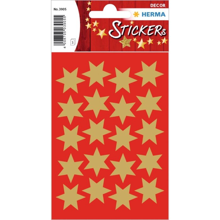 HERMA Weihnachts-Sticker Sterne gold Ø 21 mm