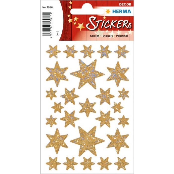 HERMA Sticker Sterne gold-irisierende Folie