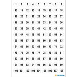HERMA Sticker Zahlen 8 mm 1-540 Papier weiß schwarz...