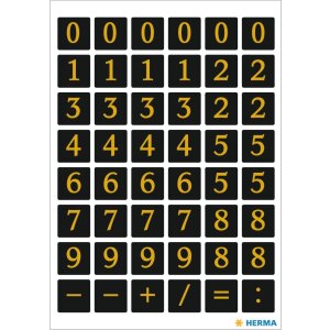 Zahlen 13x13 mm 0-9 Folie schwarz gold geprägt 2 Bl.