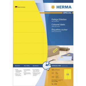 HERMA Etiketten A4 gelb 105x37 mm Papier matt 1600...