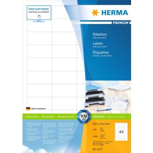 HERMA Etiketten Premium A4 weiß 48,3x25,4 mm Papier...