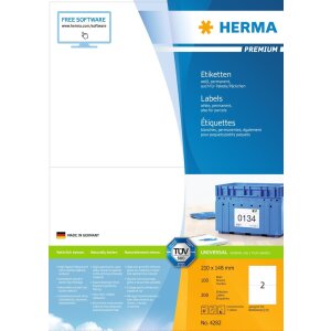 HERMA Etiketten Premium A4 weiß 210x148 mm Papier...