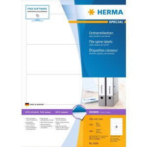 HERMA Ordneretiketten A4 weiß 192x61 mm Papier matt...