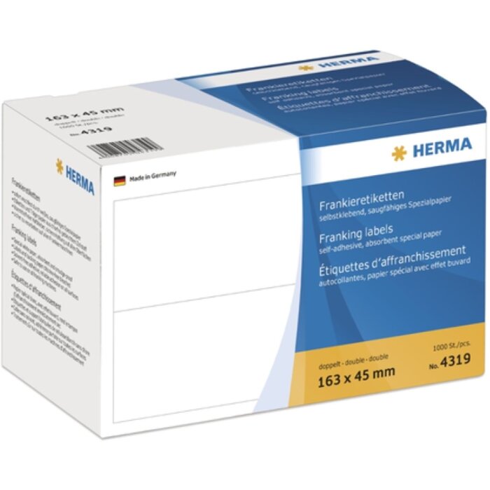 HERMA Frankieretiketten doppelt 163x45 mm weiß 1000 Stück