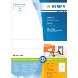 HERMA Etiketten Premium A4 weiß 105x35 mm Papier...