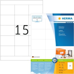 HERMA Etiketten Premium A4 weiß 70x50,8 mm Papier...