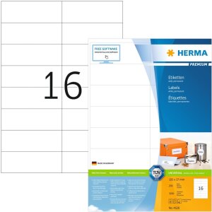 HERMA Etiketten Premium A4 weiß 105x37 mm Papier...