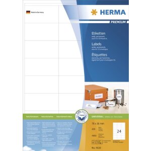 HERMA Etiketten Premium A4 weiß 70x36 mm Papier...