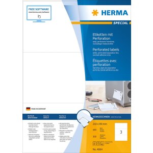HERMA Etiketten A4 weiß 210x99 mm perforiert Papier...