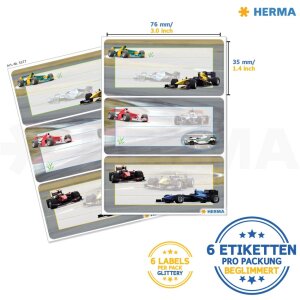 HERMA Schuletiketten Rennautos beglimmert