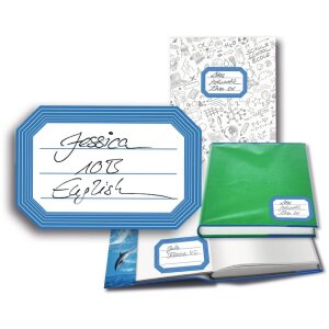 HERMA Schuletiketten neutral blauer Rand 82x55 mm