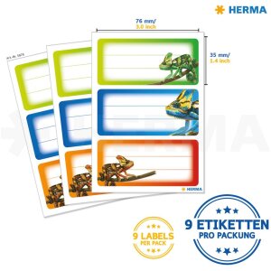 HERMA VARIO Etiketten 5876 Chamäleon Design 76x35mm 9 Stück selbstklebend bunt