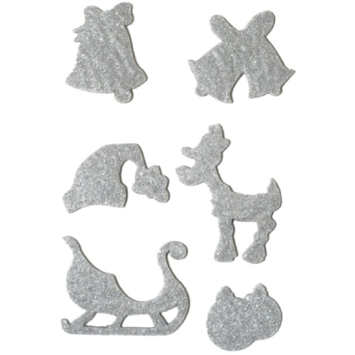 HERMA MAGIC Sticker Weihnachtssymbole Glitterfilz, Weiß, 1 Blatt