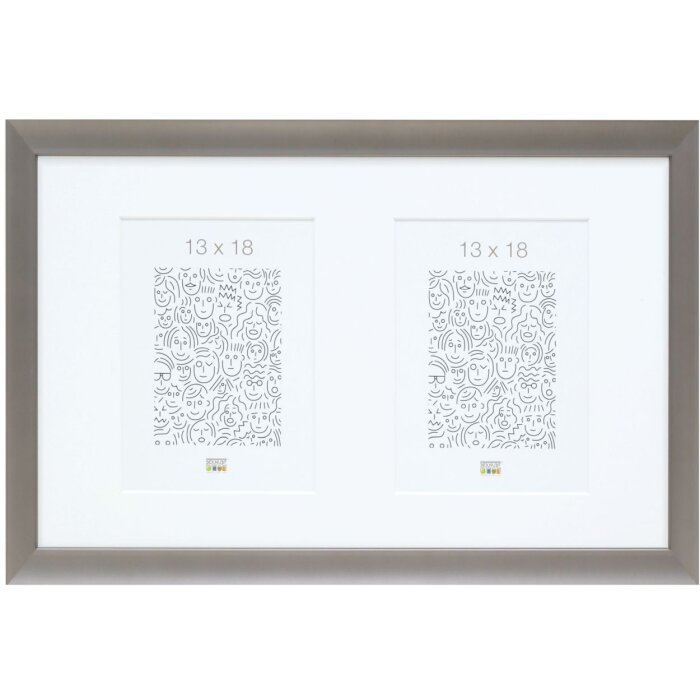 S021D7 Алюминиевая галерейная рамка серого цвета для 2 фотографий 10x15 см