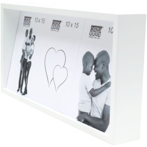 Deknudt S68QK1 Blockrahmen weiß schräge Rückwand für 3 Bilder 10x15 cm