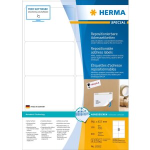 HERMA Adressetiketten A4 weiß 99,1x67,7mm...