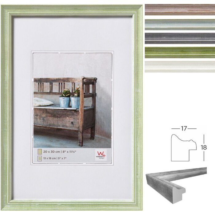 Walther Holzrahmen Bench 10x15 cm bis 30x40 cm hellgrau