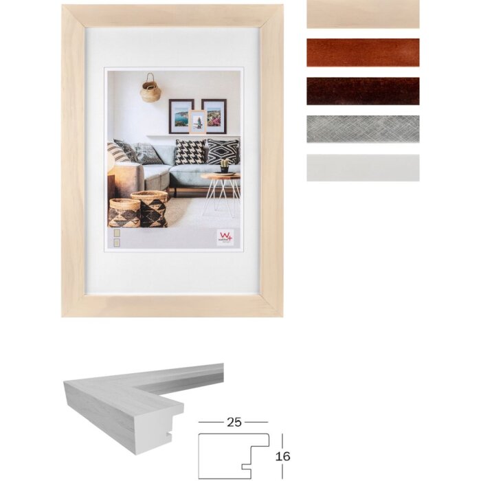 Walther Nizza Holzrahmen Blockprofil gewaschenes Klarglas MDF Rückwand