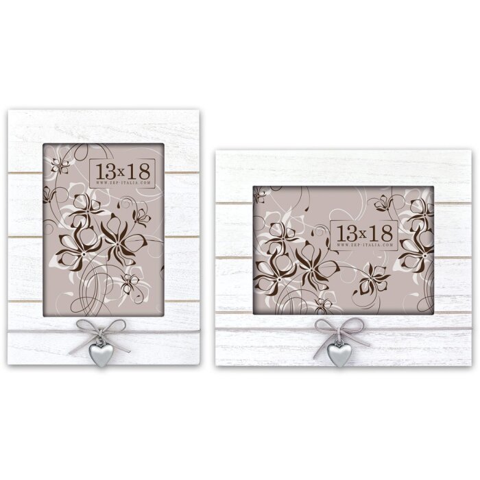 ZEP Fotorahmen Arial Holzrahmen Shabby-Chic Herz-Applikation 10x15 13x18 15x20