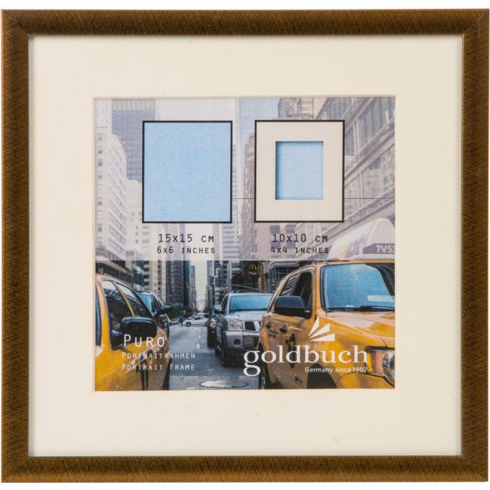 Goldbuch Kunststoffrahmen Puro 15x15 cm bronze mit Passepartout 10x10 cm