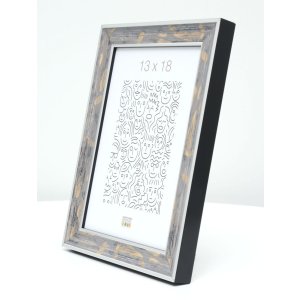 Deknudt S40JE7 Holzrahmen grau gold dunkelgrau 10x15 bis 40x50 cm Klarglas
