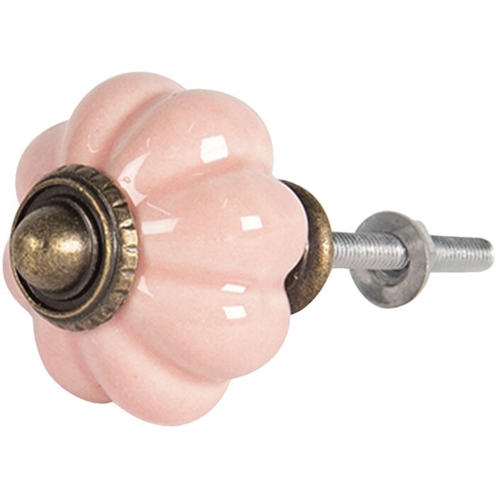 Clayre & Eef 64388 Дверная ручка Ø 4 см Розовая керамика