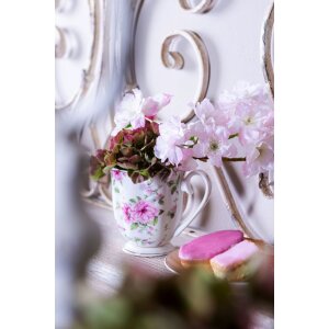 Clayre & Eef 6CEMU0059 Кружка 200 мл Бежево-розовый фарфор Цветы золото