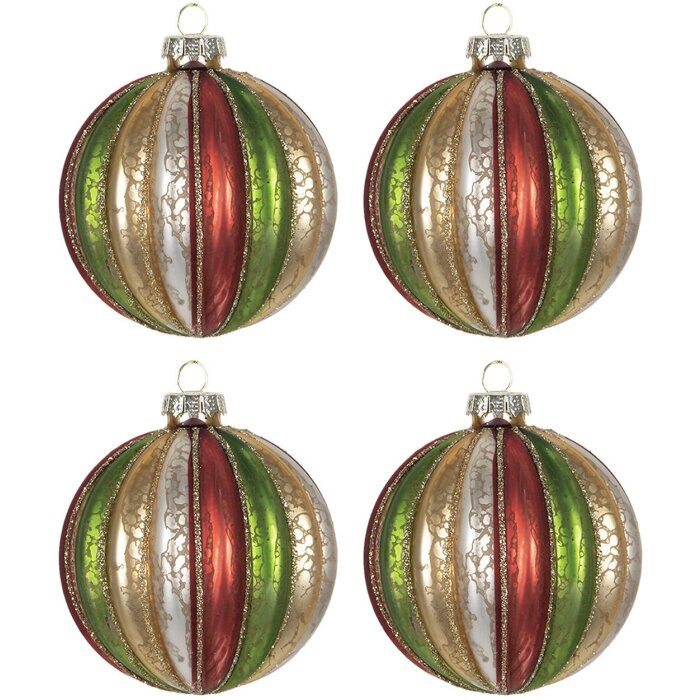 Елочные игрушки Ø 8 см (набор из 4) Clayre & Eef 6GL2737
