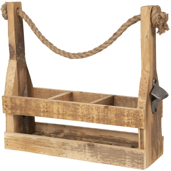 Clayre & Eef 6H1882 Подставка для бутылок 32x11x32 см коричневое дерево Прямоугольная подставка для бутылок