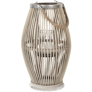 Clayre & Eef 6RO0470M Фонарь Ø 23x40 см серое дерево стекло круглый держатель свечи