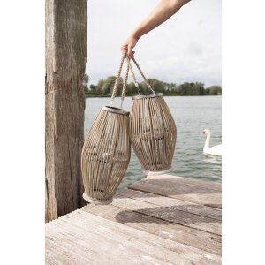 Clayre & Eef 6RO0470M Фонарь Ø 23x40 см серое дерево стекло круглый держатель свечи